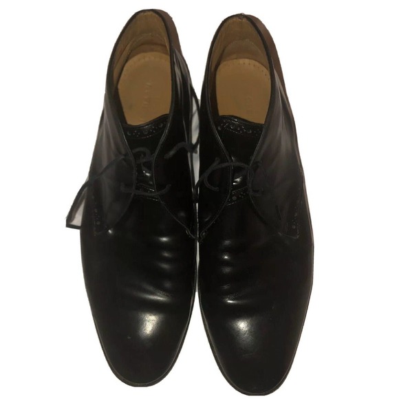 Cole Haan Grand Chukka Boots Black Leather Lace up‎ Brogue Ankle Size 11.5 - Picture 1 of 12